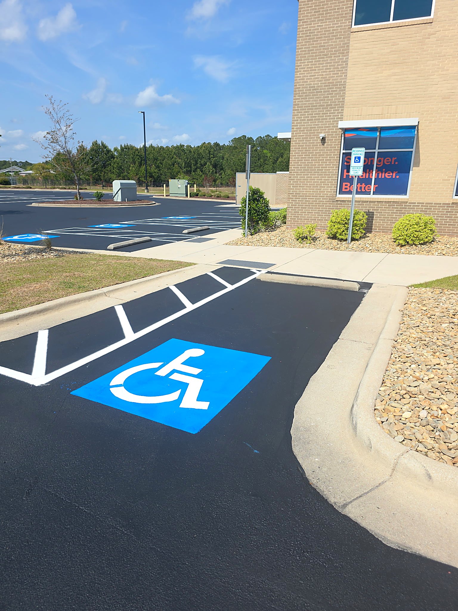 ADA handicap parking stencil and striping in Concord, NC